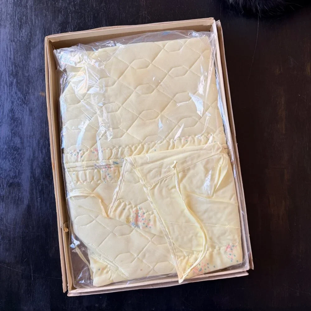 1970s Vintage‎ Baby Quilted Bunting Sleeper Bonnet Eastex Boxed